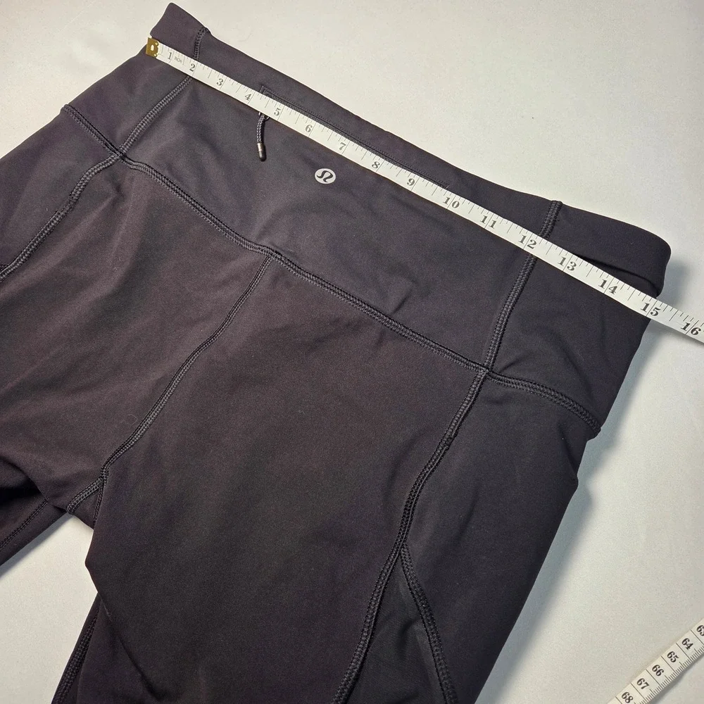 Lululemon Black Crop Leggings Womens Size 10 Running Training Activewear FLAWED
